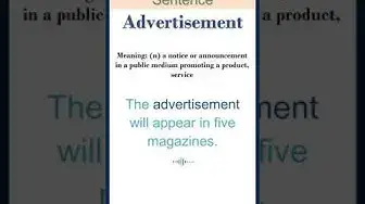 Video thumbnail for Advertisement Meaning | Advertisement in a Sentence | Most common words in English #shorts