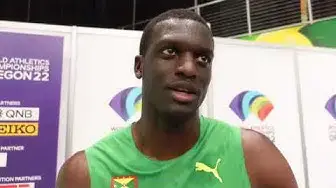 Video thumbnail for Kirani James after finishing his heat of the 400m at Oregon22