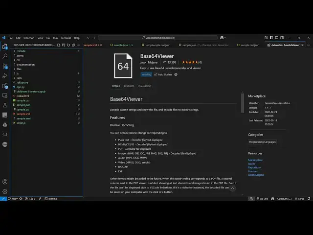 Video thumbnail for Base64 Made Easy — Encode, Decode & Preview Images in VS Code!