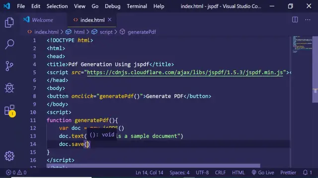 Video thumbnail for jspdf generate pdf file in browser in javascript
