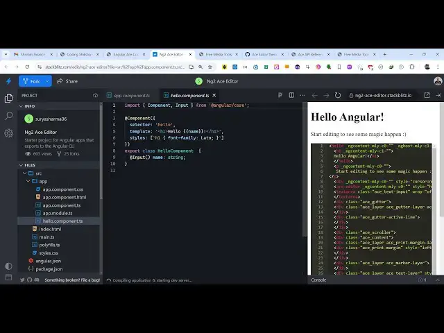 Video thumbnail for Angular Ace Code Editor Example to Integrate Ace Syntax Highlighter With Line Numbers in Browser