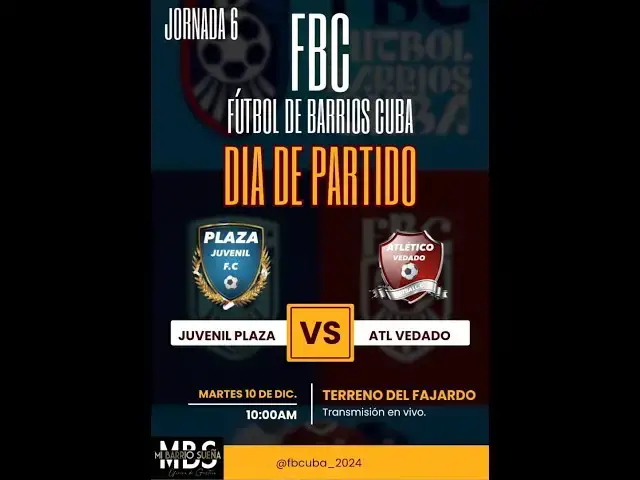 'Video thumbnail for Atlético del Vedado VS Juveniles de Plaza (Partido 36) - #futboldebarrioscuba'