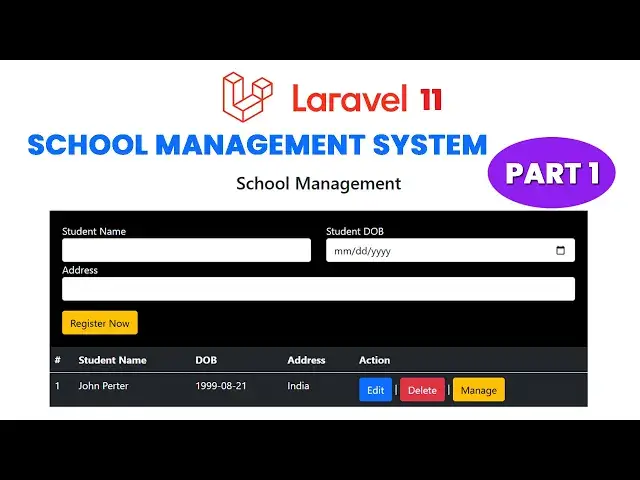 Video thumbnail for Laravel 11 School Management System Project: Full Tutorial Part 1