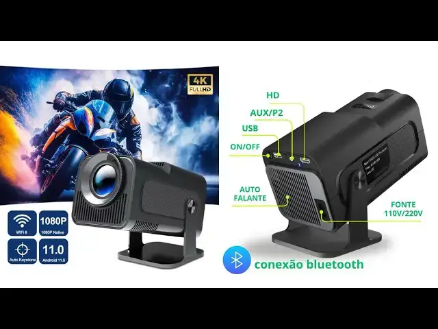 Video thumbnail for Projetor Hy320 Android Wi-fi Hd 390 Ansi Espelhamento celular