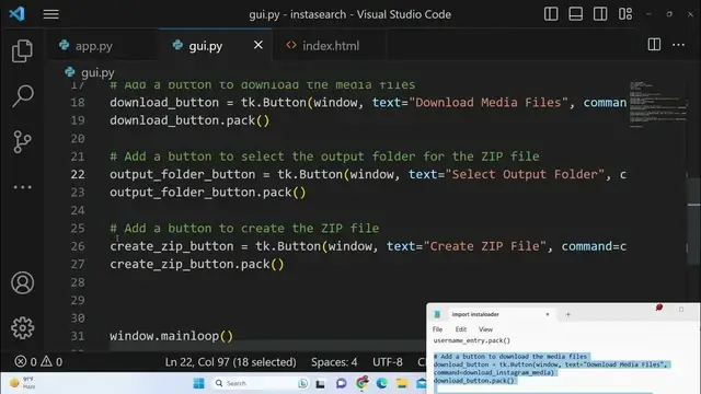 Video thumbnail for Python 3 Tkinter Instagram API Project to Download All Images & Video Posts and Export it as ZIP