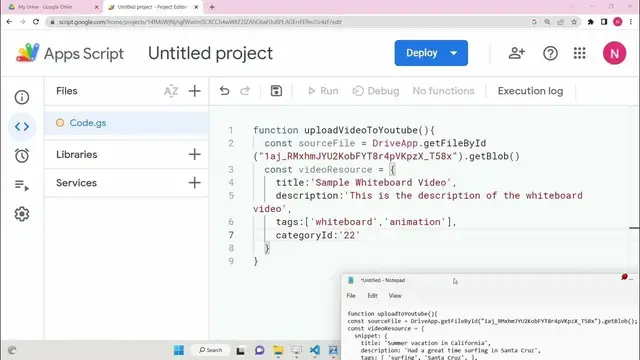 Video thumbnail for Google Apps Script Tutorial to Upload Video From Google Drive to Youtube Using Javascript