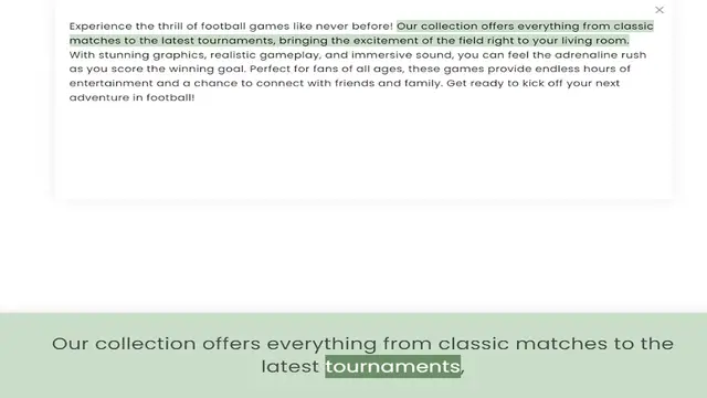 Video thumbnail for matches to the latest tournaments, bringing the excitement of the field right to your living room. With stunning graphics, realistic gameplay, and immersive sound, you can feel the adrenaline rush as you score the winning goal. Perfect fo