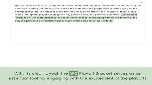 Video thumbnail for American Football Conference, showcasing the matchups and progression of teams vying for the championship title. This bracket allows fans and analysts to easily track the path of their favorite teams through the playoffs, highlighting key