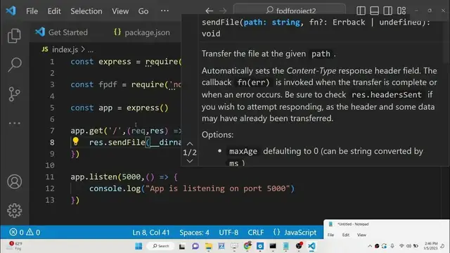 Video thumbnail for Node.js Express FPDF Library Project to Export Raw Text to PDF Document Using HTML5 Form in Browser