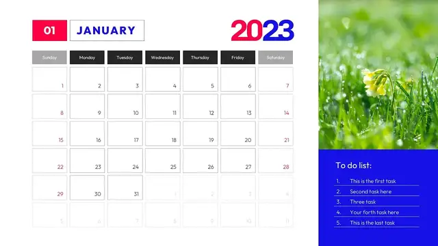 Video thumbnail for 2023 Calendar Template for PowerPoint by mslides Light