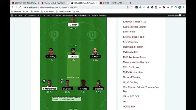 Video thumbnail for SCK vs LBG Dream11 Prediction SCK vs LBG Dream11 Team SCK vs LBG Dream11 Team Today Playing 11