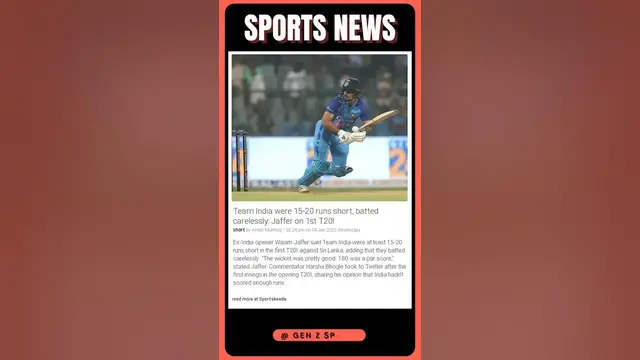 Video thumbnail for Top Sports News | Jaffer's Shocking Analysis - India 15-20 Runs Short in First T20I | #sports