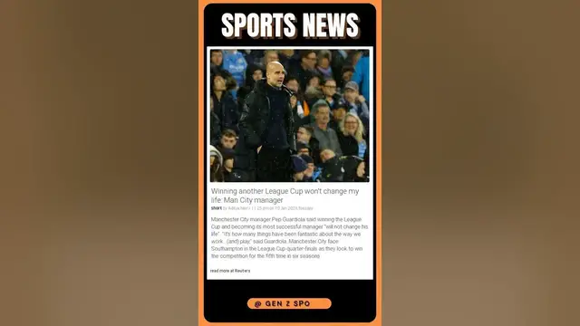 'Video thumbnail for Manager Declares League Cup Win Won't Impact His Life: Man City's Pep Guardiola | #shorts #sports'