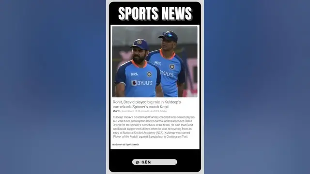 Video thumbnail for Kuldeep Yadav's Comeback Story: How Rohit Sharma & Rahul Dravid Helped Him Shine Again |  #sports