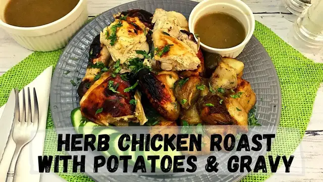 Video thumbnail for Herb Chicken Roast with Potatoes and Gravy Recipe | Happy Tummy Recipes