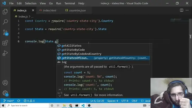 Video thumbnail for Node.js Project to Get All Countries,States & Cities List in World in Command Line in Javascript