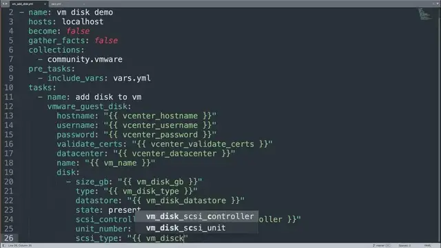Video thumbnail for Add a New Hard Disk to VMware vSphere Virtual Machine - Ansible module vmware_guest_disk