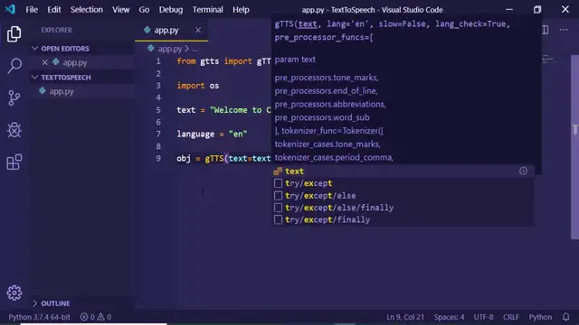 Video thumbnail for Python Text to Speech App Using GTTS Library