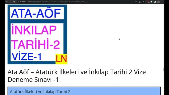 Video thumbnail for Ata Aöf - Atatürk İlkeleri ve İnkılap Tarihi 2 Vize Deneme Sınavı 1