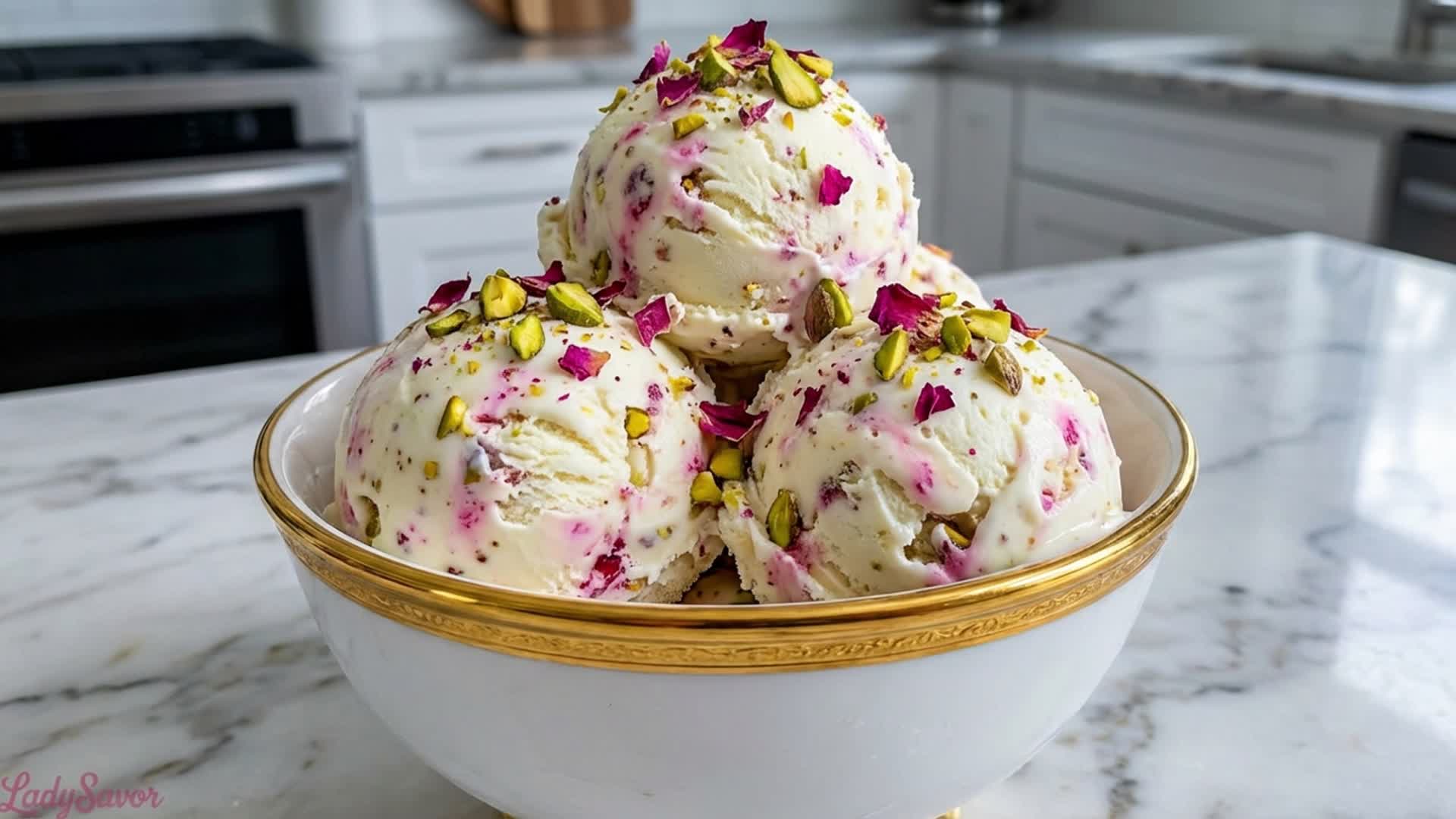 Video thumbnail for Rose Pistachio Cheesecake Ice Cream