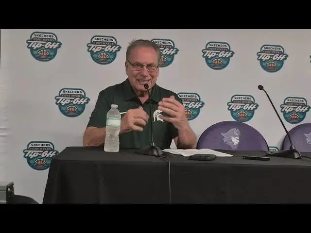 Video thumbnail for Michigan State's Jaxson Kohler, Divine Ogochukwu & Coach Tom Izzo after ECU win, ahead of #UNC game