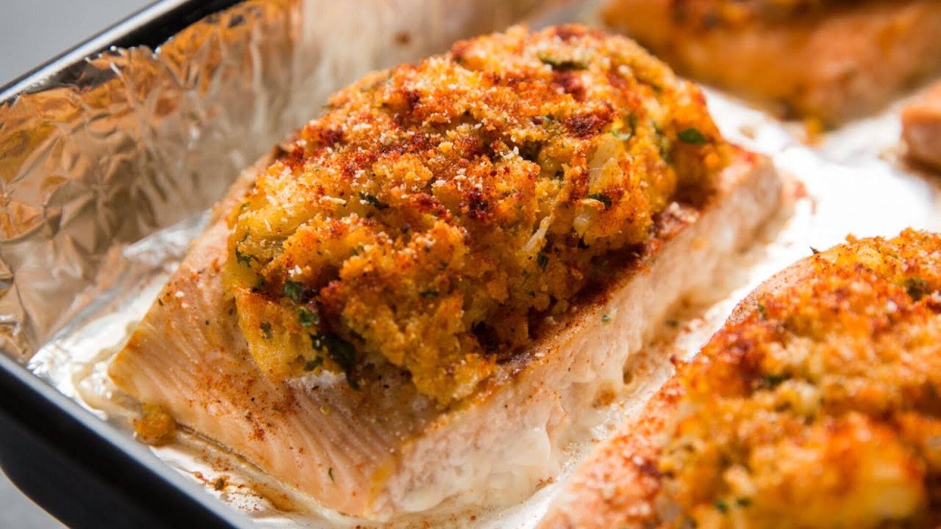Video thumbnail for Give Crab-Stuffed Salmon A Cajun Twist With This Recipe