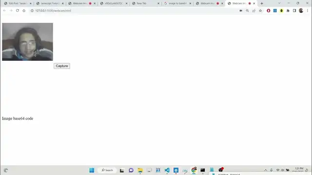 Video thumbnail for Javascript Tutorial to Capture Image From Webcam & Encode it to Base64 DataURL in Browser