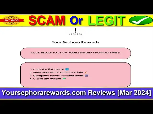 Video thumbnail for Yoursephorarewards Reviews ⚠️(( BEWARE IN 2024! ))⚠️Is Yoursephorarewards.com SCAM or LEGIT ?⚠️😲