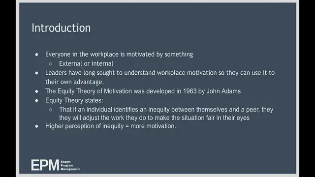 Video thumbnail for Equity Theory of Motivation