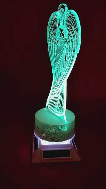 'Video thumbnail for Edge Lit 3D Wireframe Laser cut Acrylic Lamp - Angel Design'