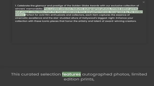 Video thumbnail for winners' memorabilia. This curated selection features autographed photos, limited edition prints, and unique collectibles from the most celebrated films and performances recognized by the Golden Globes. Perfect for avid film enthusiasts a