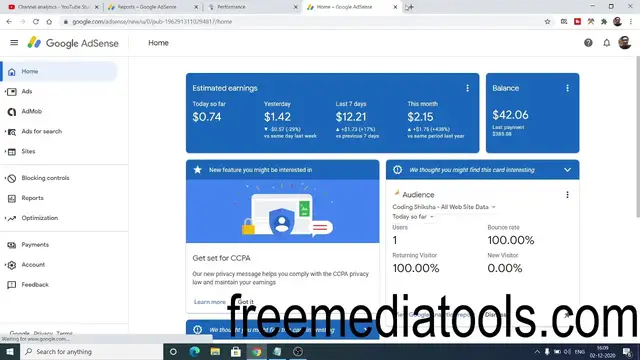 Video thumbnail for Live Proof Youtube Channel + Website Earnings For Adsense Made 443 Dollars in Month of November 2020