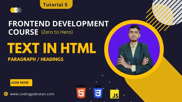 Video thumbnail for Text in HTML paragraph and heading in HTML Tutorial 5 Urdu/Hindi