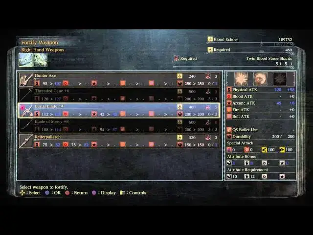 Video thumbnail for Bloodborne NG+ - Hunter's Dream: Upgrade Burial Blade to +6 via Gemstones (Workbench Gameplay) PS4