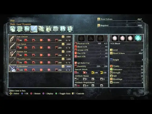 Video thumbnail for Bloodborne - Hunter's Dream: Trickweapon Kirkhammer (Sword + Hammer) Details via Bath Messengers