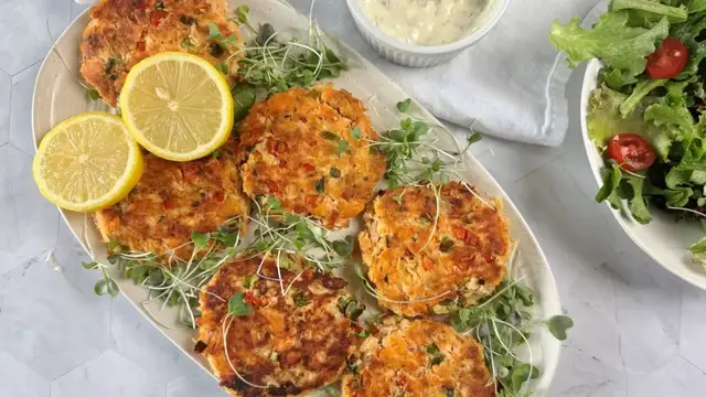 'Video thumbnail for Leftovers Makeover Salmon Croquettes And Sauce Recipe'