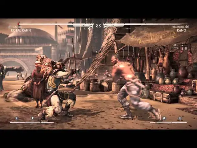 Video thumbnail for Mortal Kombat X - Story Chapter 2 Kotal Kahn: Kotal Kahn vs Kano (Outworld Market Stage) Gameplay