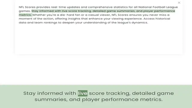 Video thumbnail for games. Stay informed with live score tracking, detailed game summaries, and player performance metrics. Whether you're a die-hard fan or a casual viewer, NFL Scores ensures you never miss a moment of the action, offering insights that enh