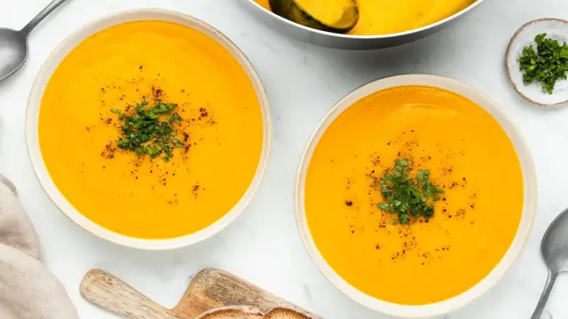 'Video thumbnail for Silky Smooth Carrot Ginger Soup Recipe'