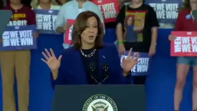 Video thumbnail for Harris calls out Trump for his remarks on women