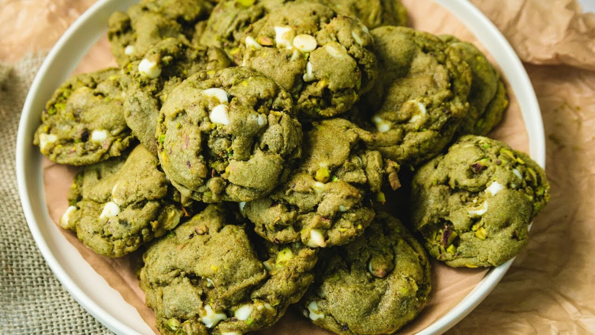 Video thumbnail for Easy White Chocolate Matcha Cookies Recipe