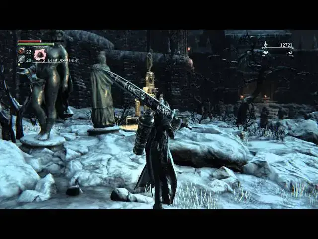 Video thumbnail for Bloodborne - Forsaken Cainhurst Castle: Courtyard Lamp Lit, Snowbeast (Gems) Combat Gameplay PS4