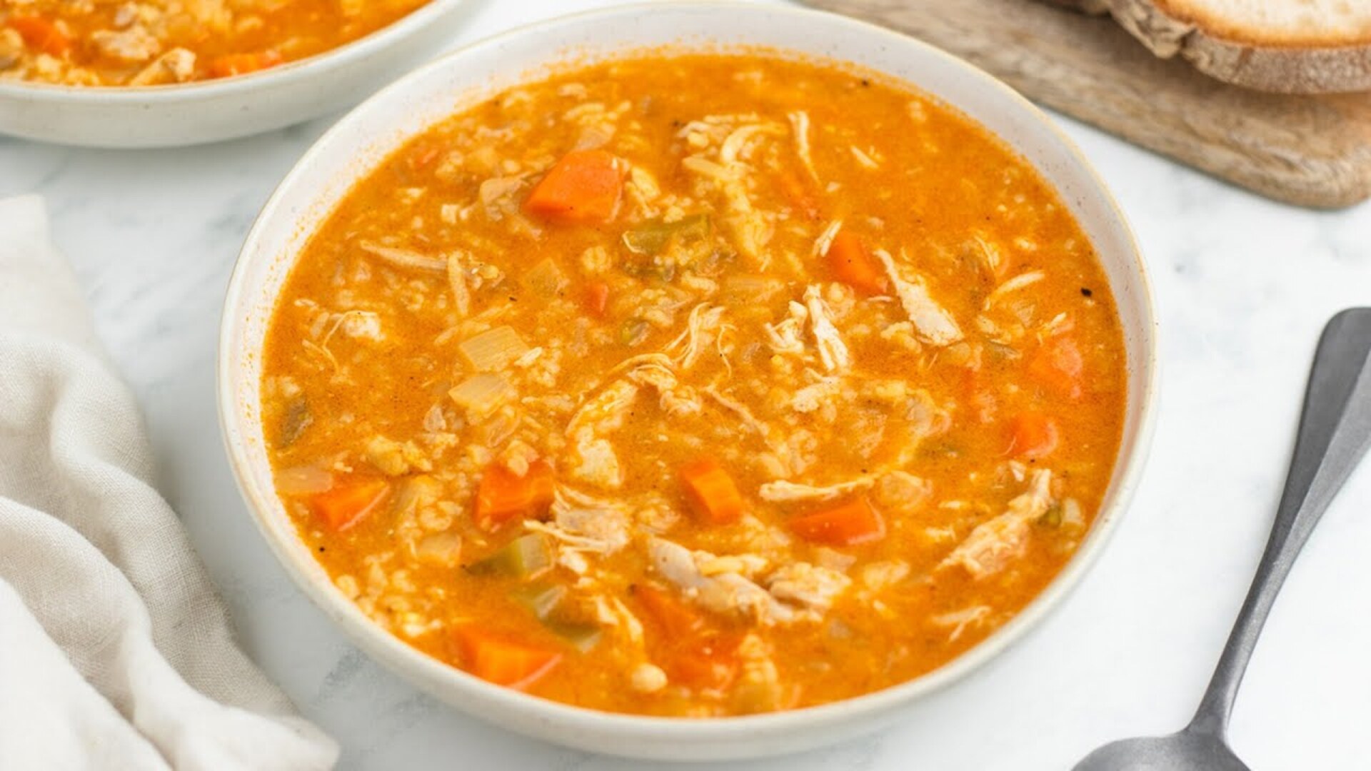 Video thumbnail for Sweet Spiced Chicken Mulligatawny Soup Recipe