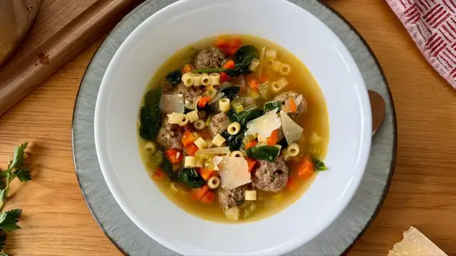 'Video thumbnail for Italian Wedding Soup With Mini Meatballs Recipe'