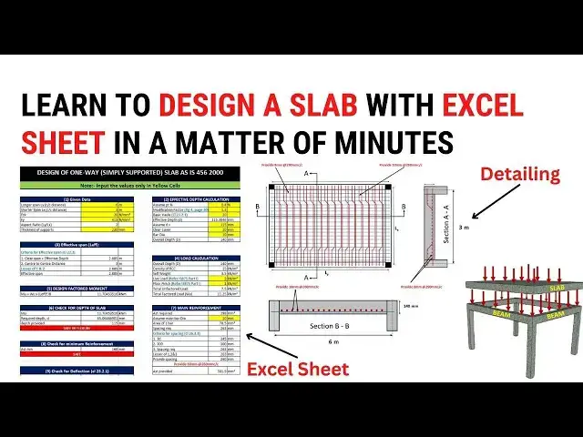 Video thumbnail for Learn to design a slab in excel | Design of one way slab in excel as per IS 456 2000 | Civil Tutor