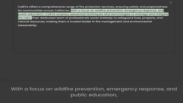 Video thumbnail for for communities across California. With a focus on wildfire prevention, emergency response, and public education, CalFire employs advanced techniques and technologies to manage and mitigate fire risks. Their dedicated team of professional