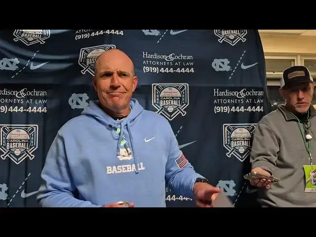 'Video thumbnail for #UNC coach Scott Forbes, shortstop Alex Madera and catcher Luke Stephenson after win over Kansas St.'