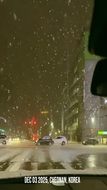 Video thumbnail for 🌨️✨ Cheonan’s First Snowfall at 5 PM Today ~ Beautiful! ❄️