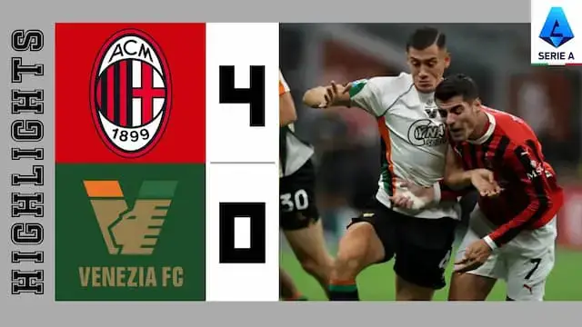 Video thumbnail for AC MILAN (4) VS (0) VENEZIA FC I SERIE A 2024/25