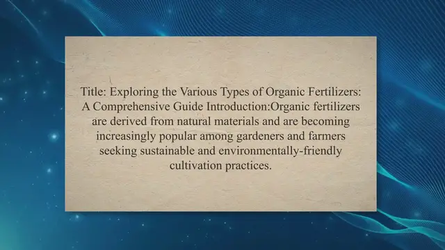 Video thumbnail for Types of Organic Fertilizers